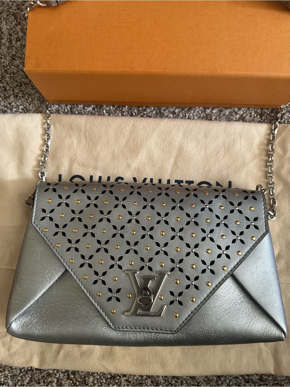 Louis Vuitton Love Note Studded Perforated Leather Clutch/Shoulder Bag; - Picture 2 of 10